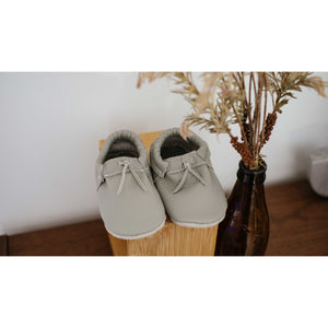 Baby Grey Leather Moccasins