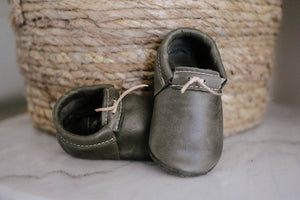 Baby Green Leather Moccasins